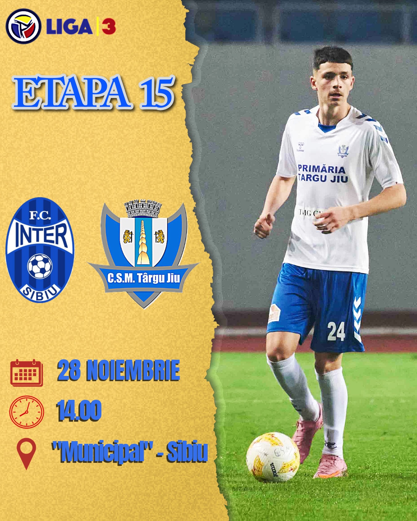 Liga 3: CSM Târgu Jiu, deplasare la Sibiu