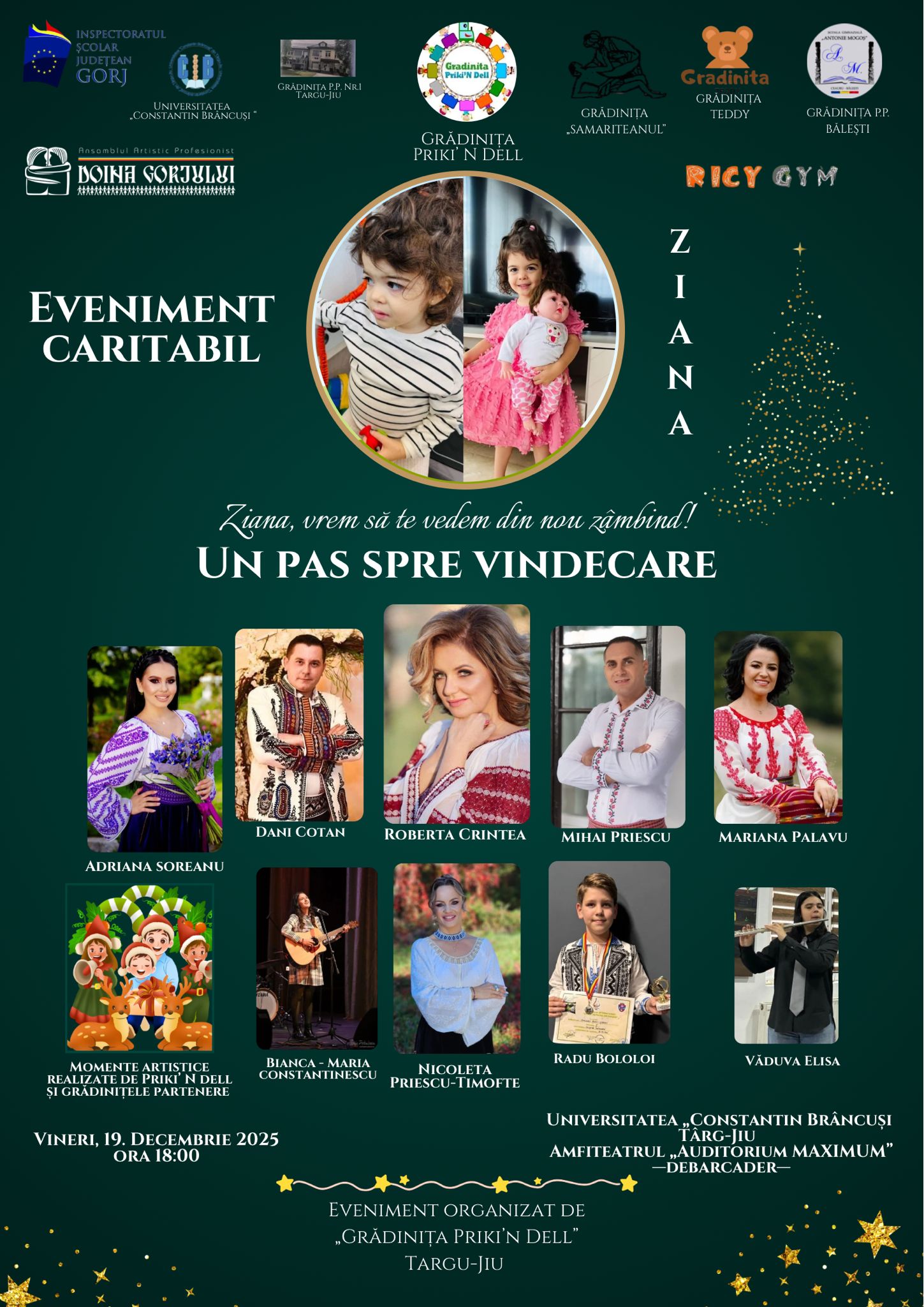 Grădinița Priki’n Dell din Târgu Jiu, în prima linie pentru a o ajuta pe micuța Ziana