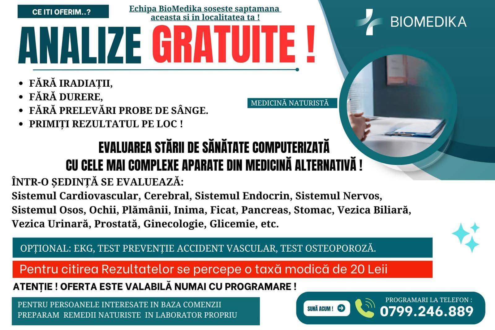 Analize medicale gratuite în comuna Mătăsari