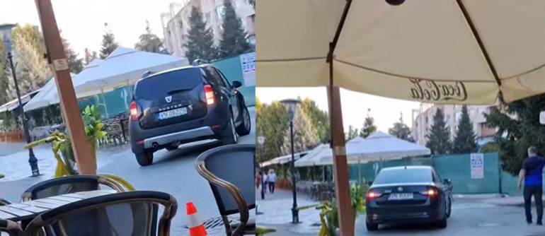 Alte două mașini, surprinse în centrul pietonal din Târgu Jiu masini