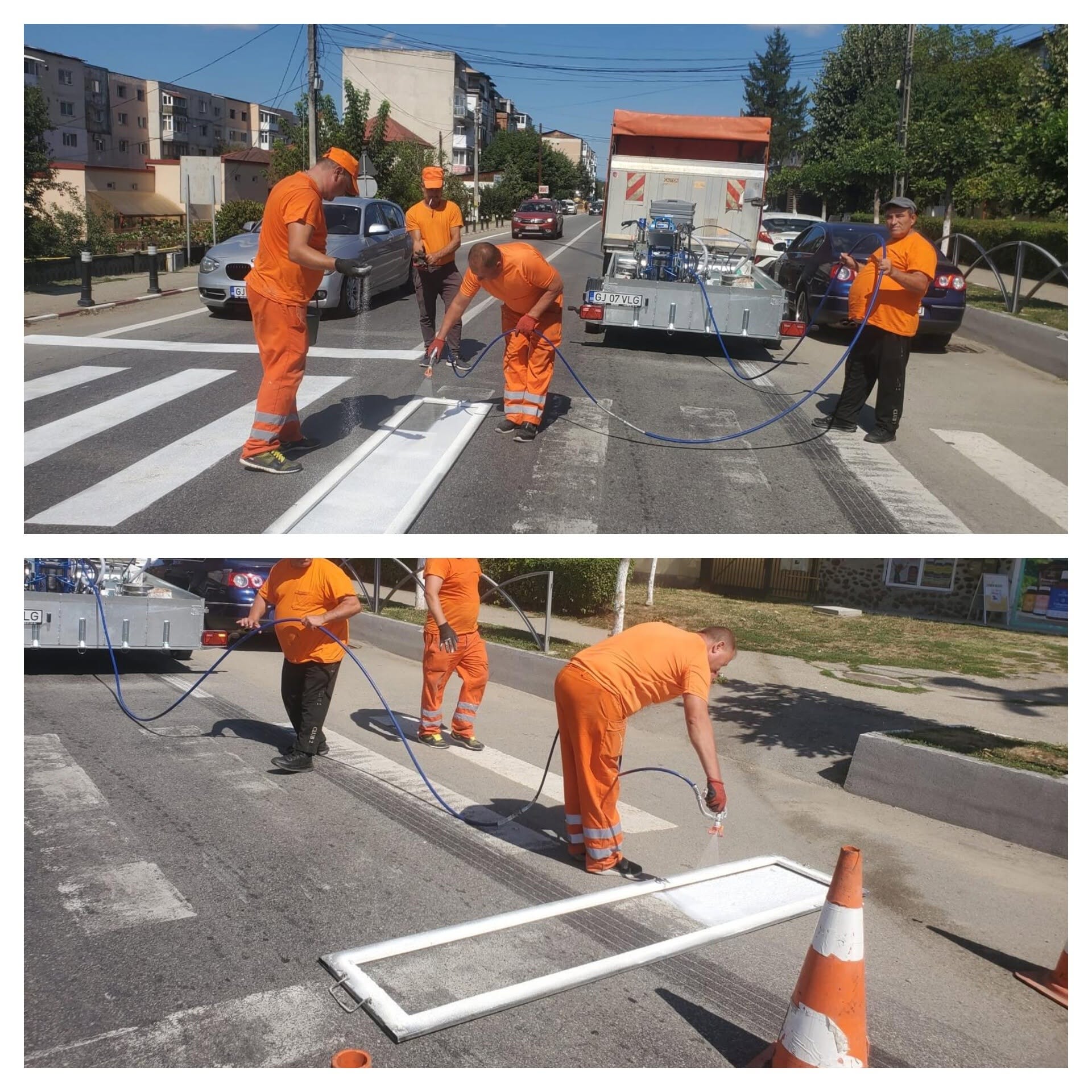 Marcaje rutiere refăcute pe DN 67B, înainte de începerea școlii POZE ST SDN 2