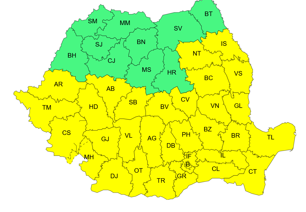 Cod galben de caniculă în mai multe regiuni din țară cod canicula